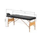 Stół do masażu składany Balance Wood 2-częściowy czarny